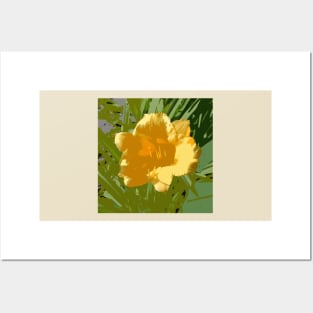 Yellow daylily, photography and digital Posters and Art